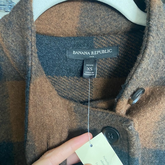 BANANA REPUBLIC PLAID POCKET JACKET CINNAMON SPICE PETITE XS. - Picture 2 of 6